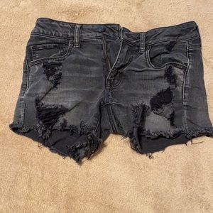 American Eagle Black Denim distressed shorts
